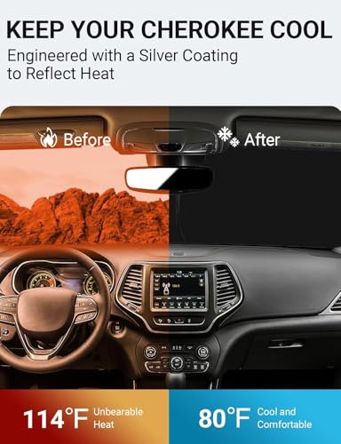 Custom Fit Car Windshield Sun Shade for 2014 (2014-2023 Jeep Cherokee)