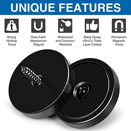 Magnets 110 LBS Heavy Duty Neodymium Strong Magnet 12 Pack (Black / 1.26in)