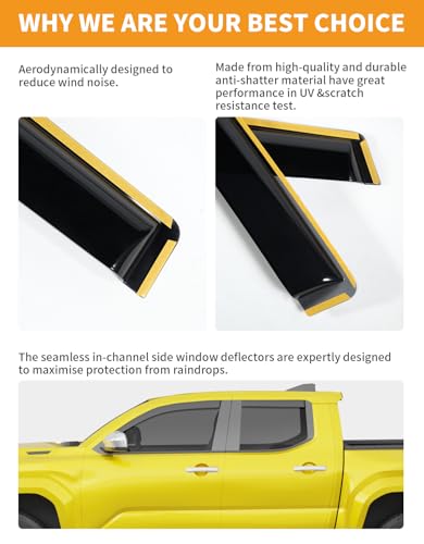 Window Visors Rain Guards for Toyota Tacoma 2024 (Fit for 2024-2026 Toyota Tacoma Double Cab)