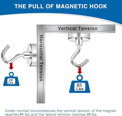 Magnetic Hooks for Cruise Cabins 85LBS Heavy Duty Magnet Hook 12P (Silver / 0.98in)