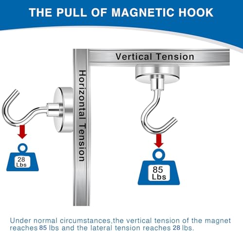Magnetic Hooks Magnet Hook for Cruise Cabins 85LBS Essentials 6P (Silver / 0.98in)