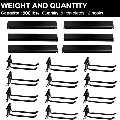 Garage Storage Organization Wall Mount Folding Chair Hangers (12Hooks+6Panels)