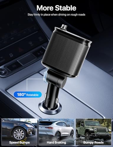 Retractable Car Charger with Starlight (Deep Black / Apple & Type C)