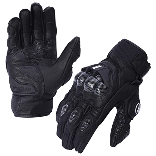 Mens Leather Motorbike Gloves KM046 Black L (Large / Black)
