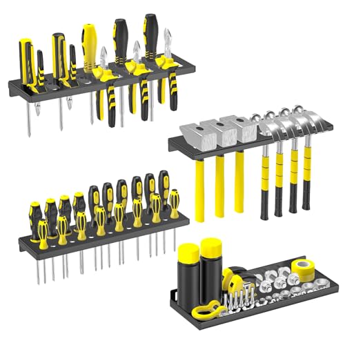 4Pcs Hand Tool Organizers Wall Mount (4 PCS Black)