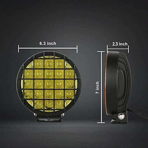 BIGLIONX 6inch 2pcs Amber Round LED Offroad Lights Amber Offroad Driving Fog Lights with Wiring Harness 210W 32000LM Waterproof IP68 IP69K 12V 24V for Pickup Trucks ATV UTV SUV (Amber Led Offroad Light)
