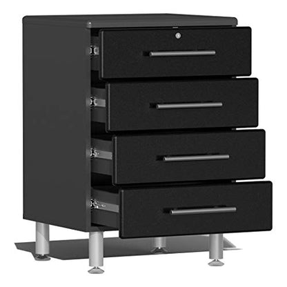 UG22172B 17 Piece Garage Cabinet Kit with Bamboo Worktop in Midnight Black Metallic