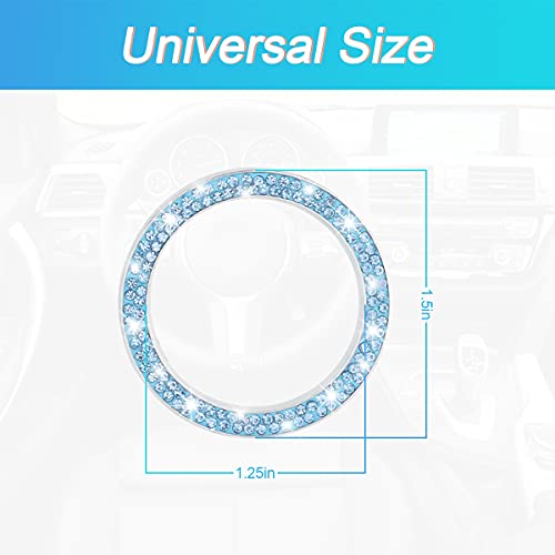 2PCS Zinc Alloy Rhinestone Engine Start Button Rings (Blue)