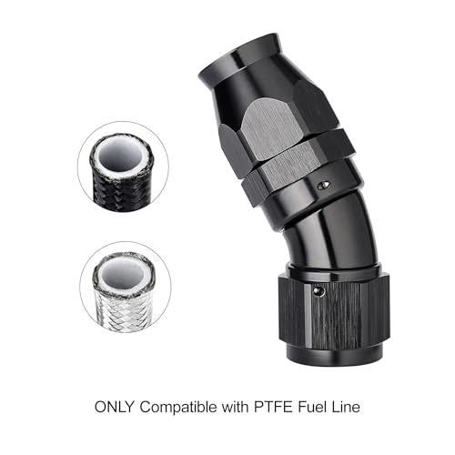 10AN 30 Degree PTFE One Piece Full Flow End Hose Fitting Aluminum Black (10AN / 30 Degree)