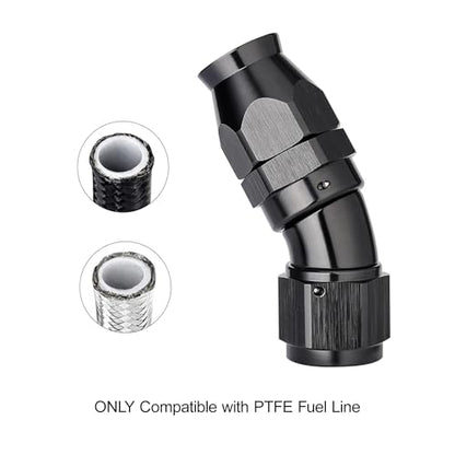 12AN 30 Degree PTFE One Piece Full Flow End Hose Fitting Aluminum Black (12AN / 30 Degree)