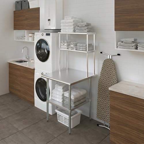 Stainless Steel Work Table Double Tier Overshelf (30" x 30" Work Table + 12" Overshelf)