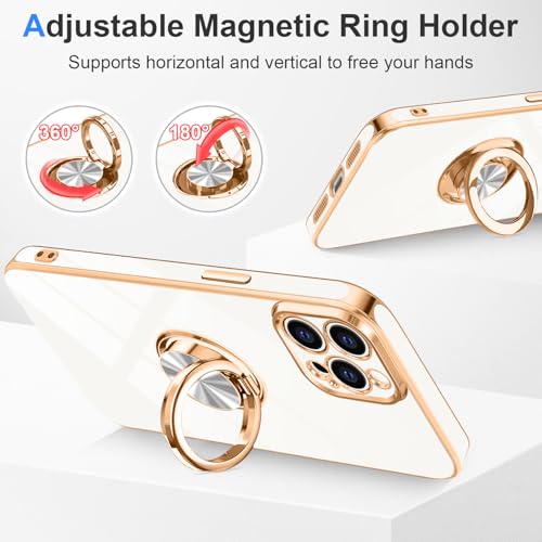 Designed for iPhone 15 Pro Case with Ring Stand Slim White (White / 6.1'' iPhone 15 Pro)