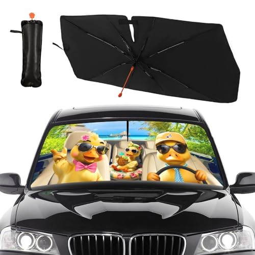 Funny Duck Car Windshield Sunshade Umbrella Foldable Umbrella (57X31 Inch / Color-DUCK1)
