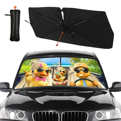 Funny Duck Car Windshield Sunshade Umbrella Foldable Umbrella (57X31 Inch / Color-DUCK1)