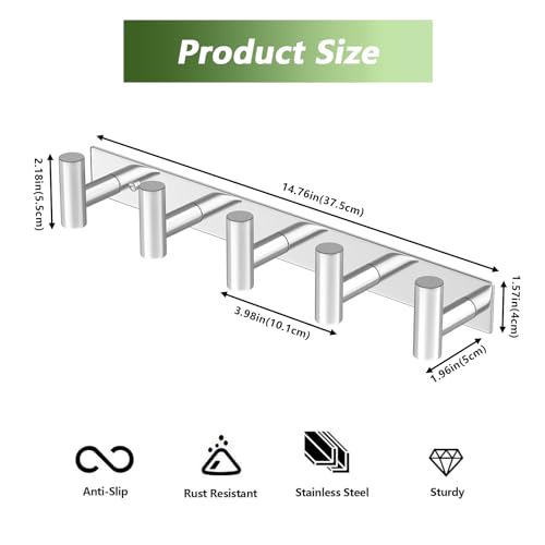 Wall Mounted Coat Rack ("T" Shape 5 Hooks - 1 Pack / Glossy)