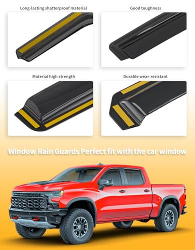 in Channel Extra Durable Rain Guards for Chevy Silverado (2019-2026 Chevy Silverado/GMC Sierra1500 Crew Cab)