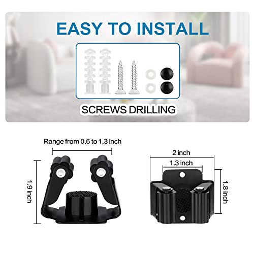12PCS Broom and Mop Holder (Matte Black / 12)