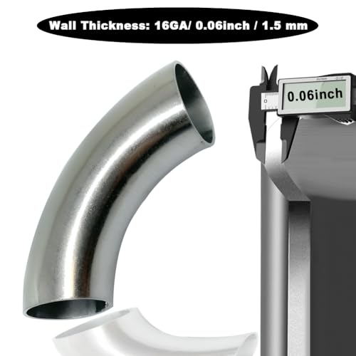OD 1 Inch 90 Degree Stainless Steel Bend Tube 1” Exhaust Elbow Pipe for Car Modified Exhaust System 1" Piping Silver Tone (1”)