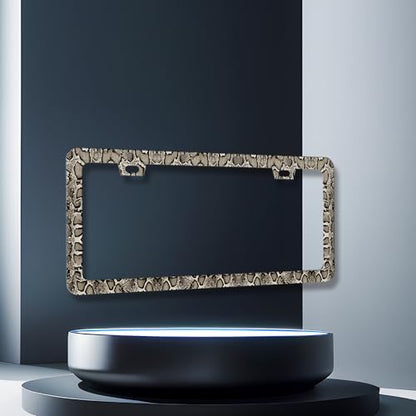 Snake Skin License Plate Frame Animal Texture License Holder (Cool Brown Snake Skin Texture)