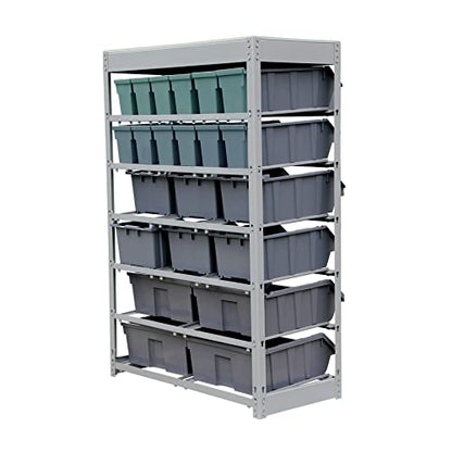 Bin Rack Storage System Heavy Duty Steel Rack Organizer Shelving Unit w (6 Tiers - 22 Bins)