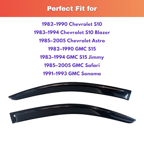Rain Guards Fit for 1982 (1982-1990 S10/S15 & 1985-2005 Astro/Safari)
