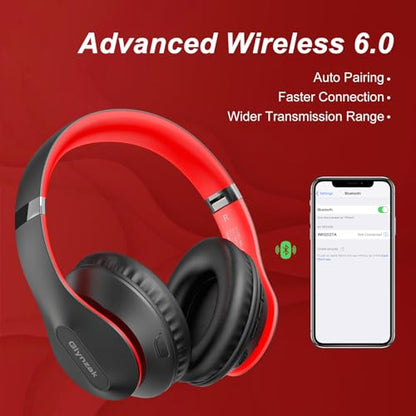 Wireless Bluetooth Headphones Over Ear V6.0 HiFi Stereo with Mic (Black)