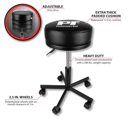 W85033 Pneumatic Rolling Shop Stool with Wheels (Pneumatic Rolling Shop Stool)