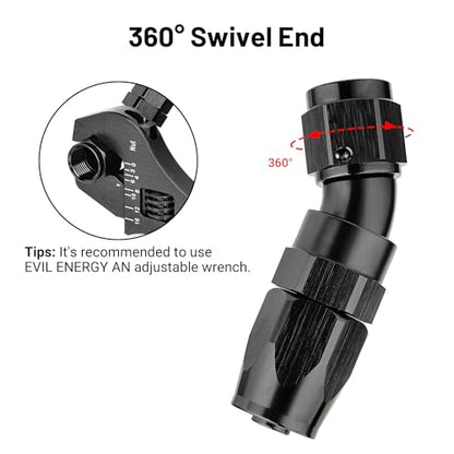 6AN 30 Degree One Piece Full Flow Hose End Fitting Swivel for CPE Braided Hose (6AN / 30 Degree)