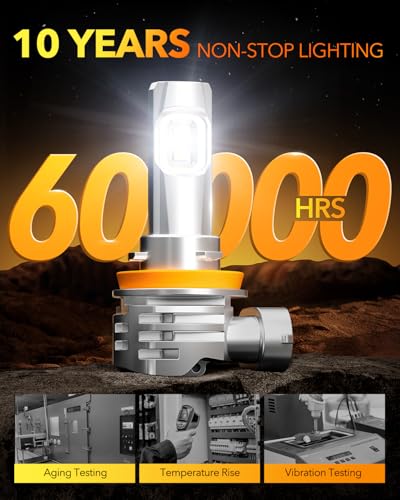 H11/H9/H8 and 9005/HB3 Light Bulbs Combo, 58,000LM Wider Driving Vision, 1:1 Design 9005 H11 LED lights, True Plug & Play, Pack of 4 (H11+9005)