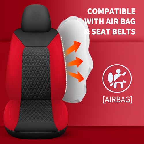 Faux Leather Full Set Car Seat Covers (N1 Black Red / Full Set)