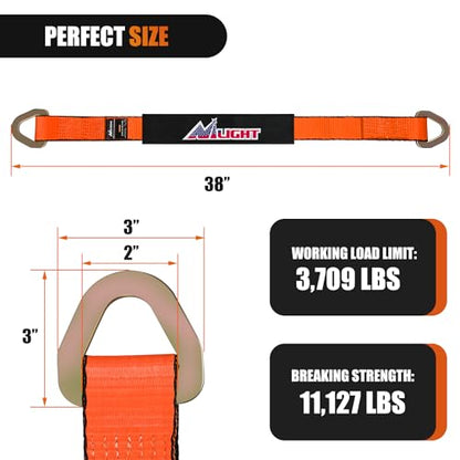 4PCS 2"x 38" Axle Tie Down Straps with Protective Sleeve D (2inx 38in Axle Tie Down Straps 4Pcs Orange / Straps)