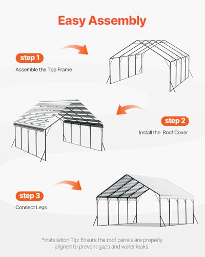 Heavy Duty Metal Carport (White / 20x20ft)