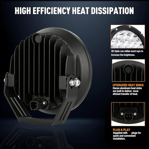 Round LED Offroad Lights 7inch LED Off Road Lights for Trucks (White 6000K Driving Lights / 7Inch)