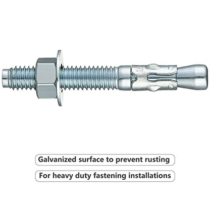 5/16 × 2-3/4" Inch 100 Pcs Standard Fasteners for Heavy-Duty Zinc Wedge Anchors for Cement and Concrete (5/16x2-3/4")