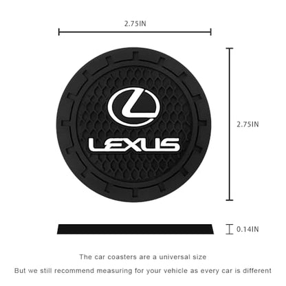 Car Cup Holder Coaster for Lexus ES350 GS350 GS300h GS450h is300 ls460 rx350 Series Recessed Silicone Cupholder Coaster Interior Accessories 2.75in 2Pieces Black (Black-04)