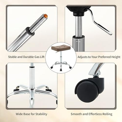 Hairstylist Stool with Wheels (Coffee Brown)