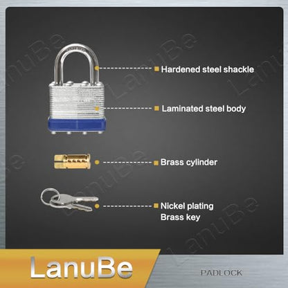 Laminated Keyed Alike Padlock 120 Pack 1.6 (120 Pack Blue)