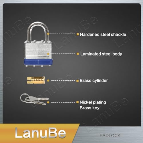Laminated Keyed Alike Padlock 6 Pack 1.6 (6 Pack Blue)