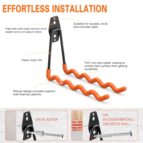 Garage Hooks Heavy Duty (7.7inch W Hook / Orange W Hook)