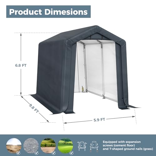 6x10 ft Storage Shelter Shed Portable Outdoor Carport Garage (6x10 Ft)