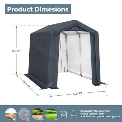 6x10 ft Storage Shelter Shed Portable Outdoor Carport Garage (6x10 Ft)