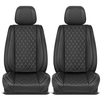 Elite Edition Faux Leather Seat Covers for Cars (Black (Diamond III) / Front Seats)