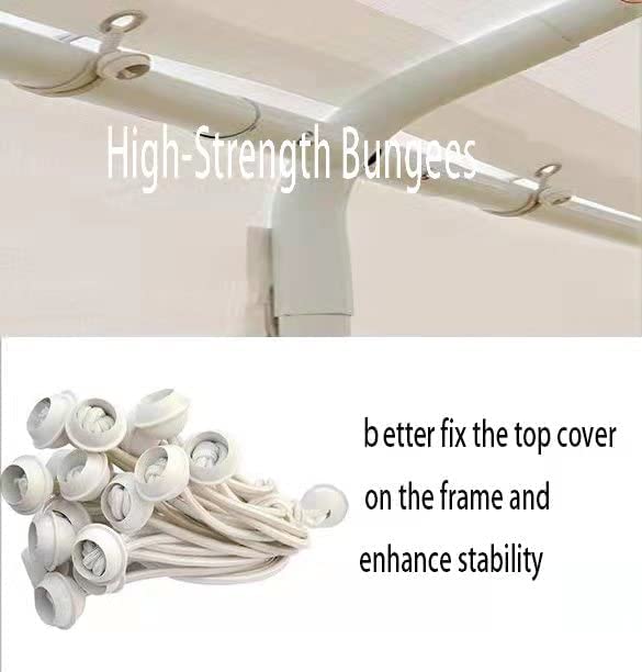 12'x20' Carport Replacement Canopy Cover for Car Garage Shelter Tent Party Tent Top Tarp with Ball Bungees (12' x 20' / White)