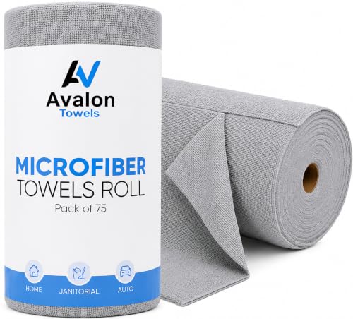 Microfiber Cleaning Cloth Roll (75 Count (Pack of 1) / Grey)
