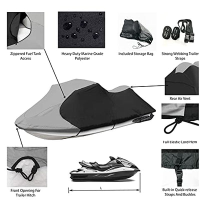 JetPro Trailerable Jet Ski Cover (Gray/Black / Fits from 116"-125"(2 seater))