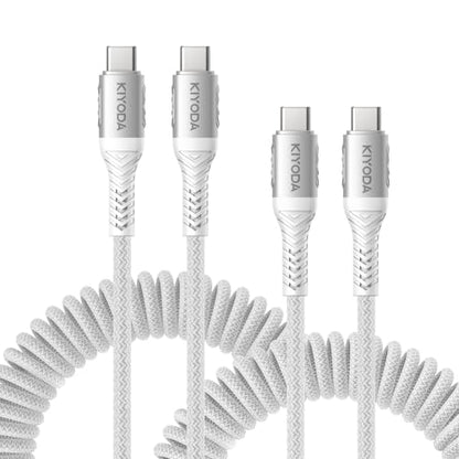 Coiled USB C to C Cable for Car 3ft (3FT - 2Pack / USB C to USB C / Silver)