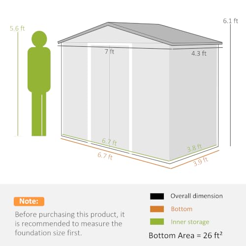 7' x 4' Outdoor Storage Shed Garden Tool Metal Shed Dark Gray (Dark Gray / 7' x 4')
