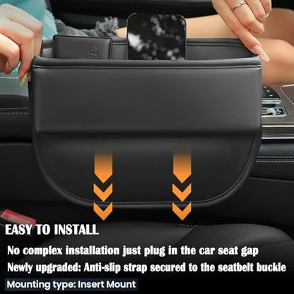 Car Seat Gap Filler 1 Pack Leather Seat Organizer Front Seat Car Accessories for Women Men (Black，1 Pack)