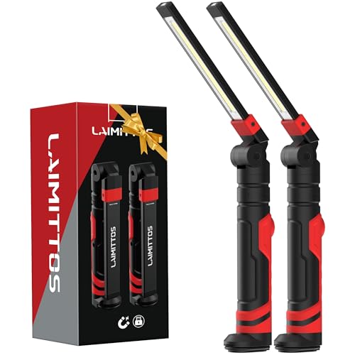 Rechargeable Work Light 2500mAh Magnetic LED Work Light Flashlight Mechanic Light Tool for Men Him (600 Lumens + 600 Lumens)