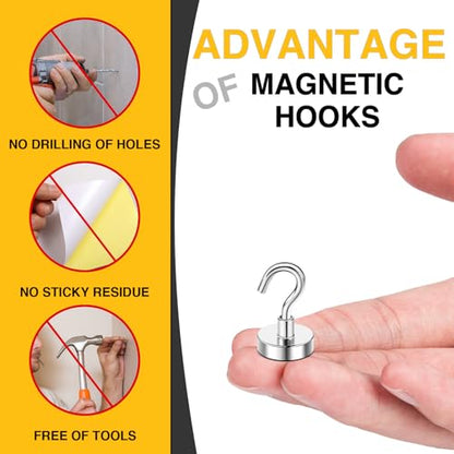 Magnetic Hooks 15pcs 30lbs Cruise Essentials 2026 Magnet Hook (Silver / 0.63in)